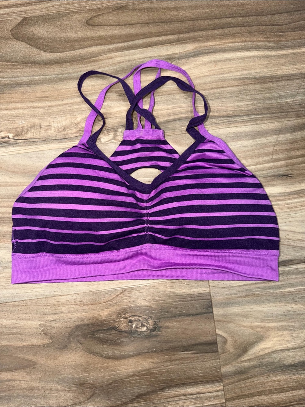 Everlast Purple & Dark Purple Striped Seamless Sports Bralette